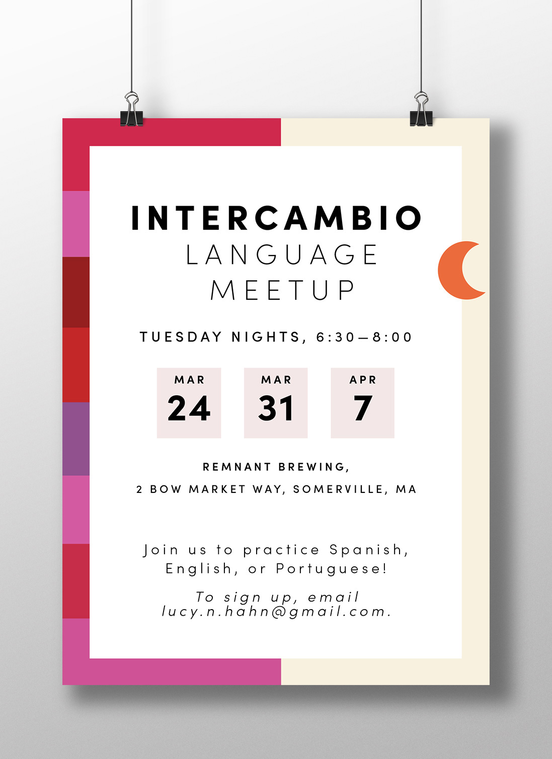 Poster for Intercambio Language Meetup