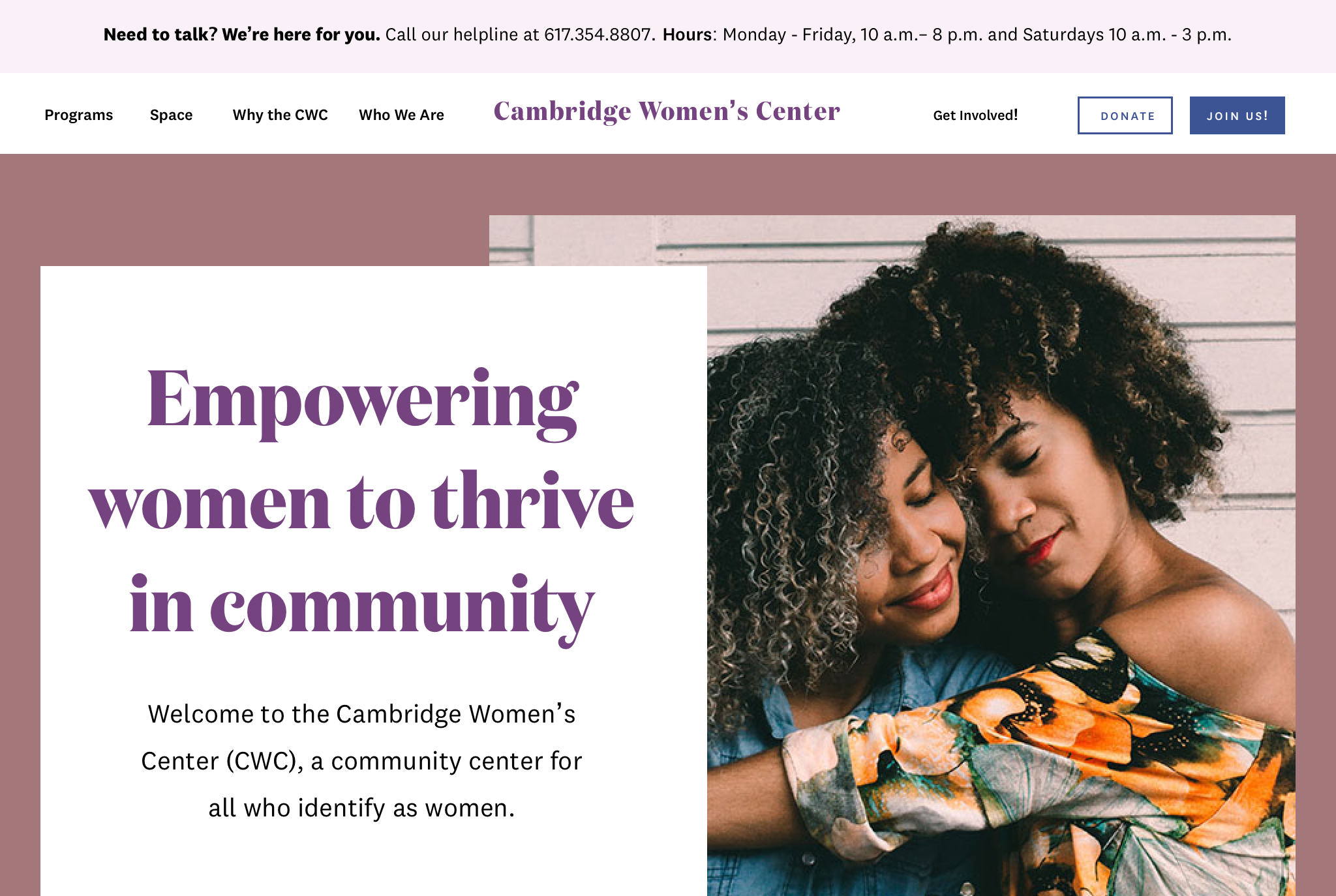 Cambridge Women's Center – Site Redesign