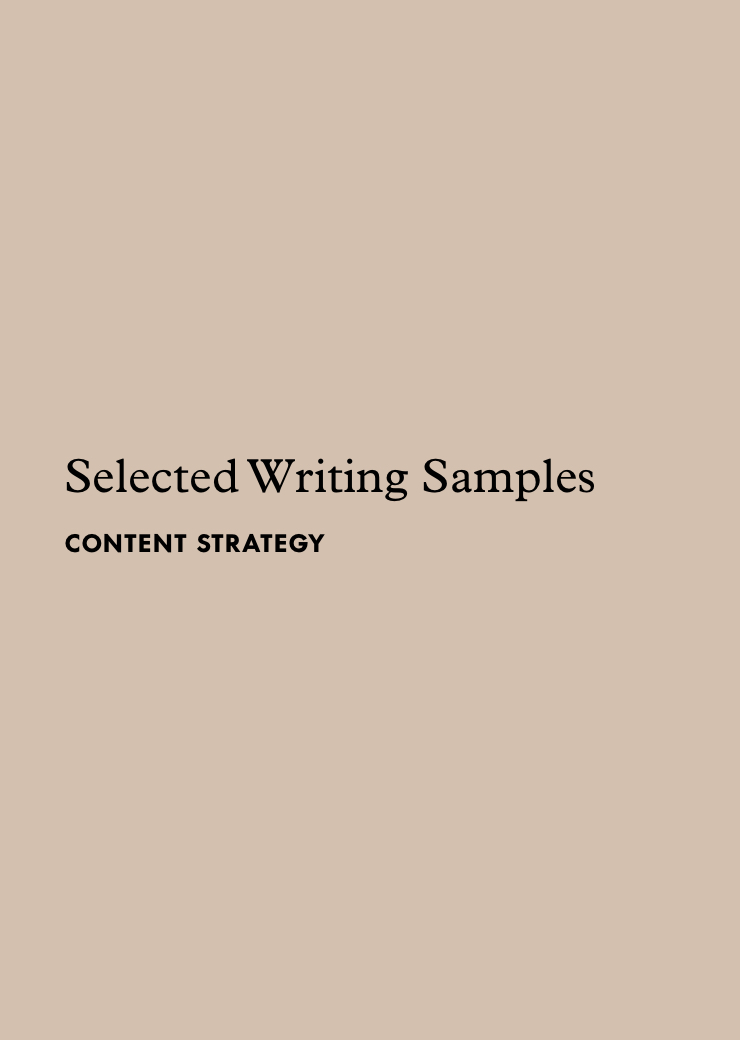 Selected Writing Samples